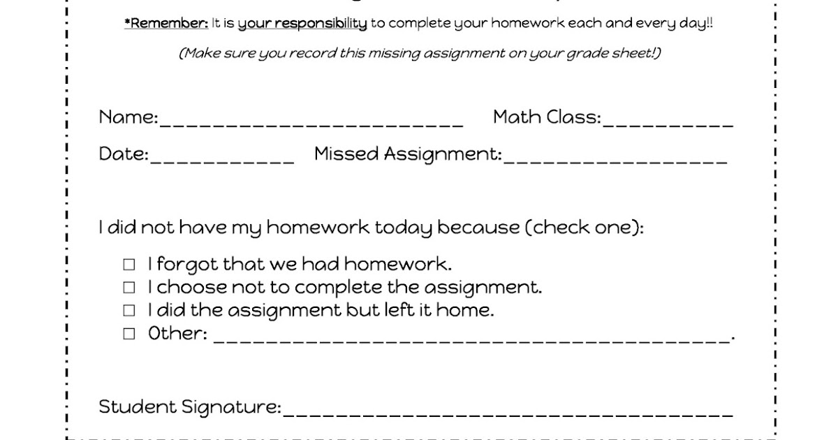 Why don't i do my homework slip